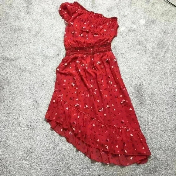Joie Dress Silk Red Floral Print One Shoulder - Picture 2 of 11